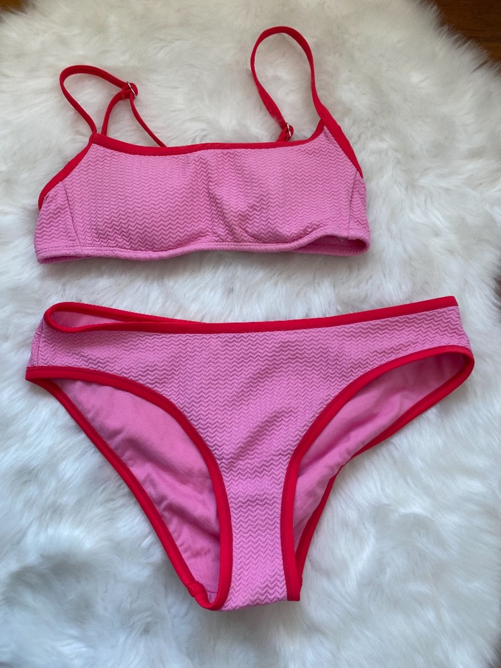 wild fable Pink Bikini with Red Trim Set